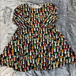 Mushroom Print Long Sleeve Dress